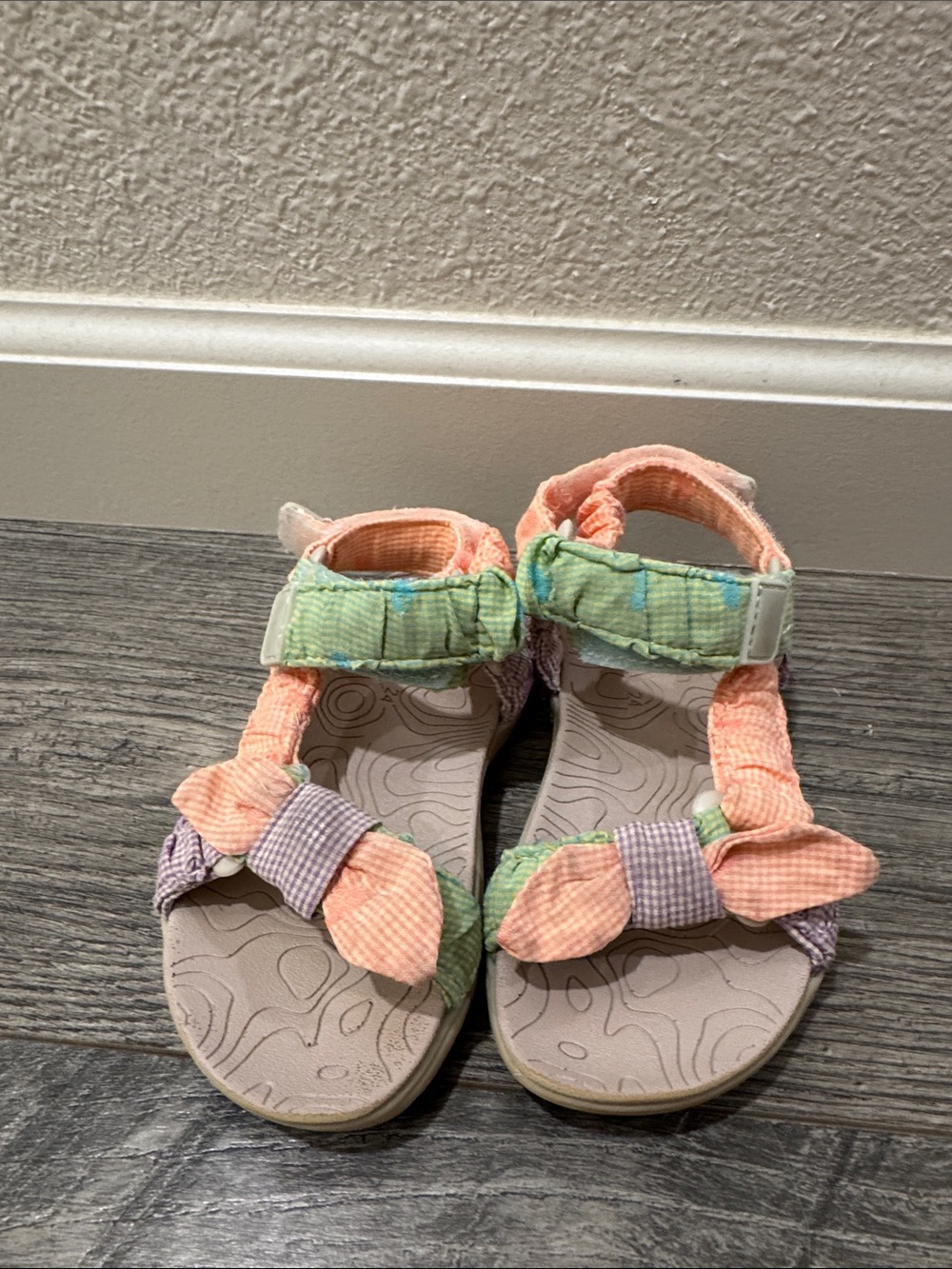 Zara Pastel Peach, Green & Lavender Kids Sandals